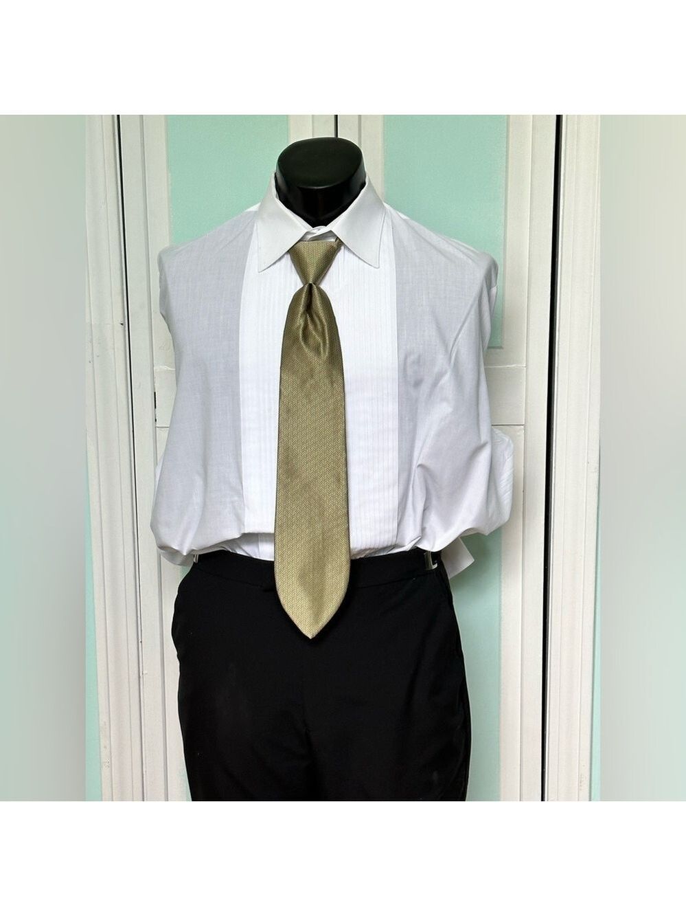 Dark Gold Tie Wedding Prom Tuxedo Pre Tied clip Herringbone